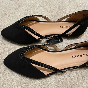 Rhinestone ballet flats wide size 7 NWT